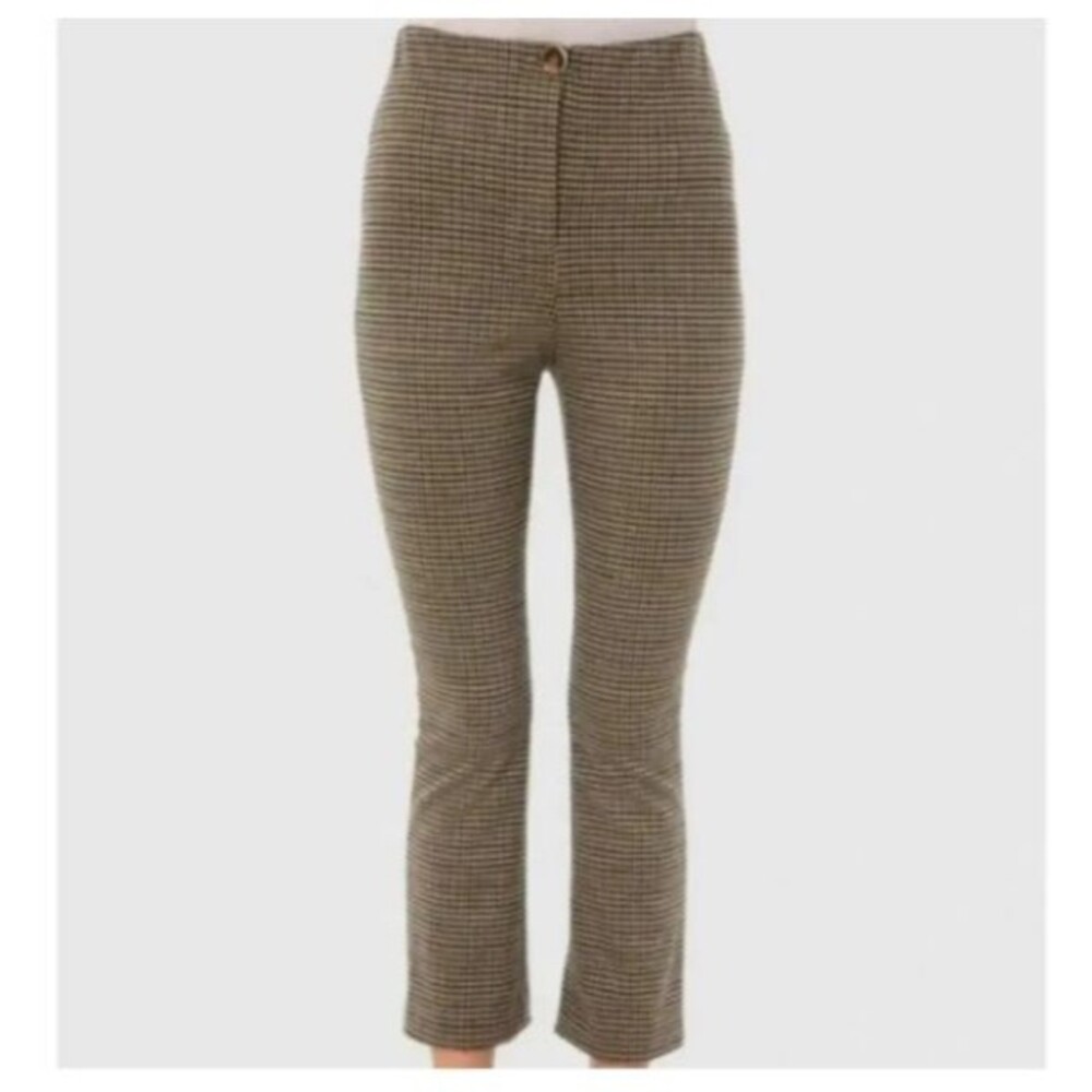 TUCKERNUCK Zoe Pixie Pant Brown Houndstooth Stretch High Rise Slim Womens S NWT